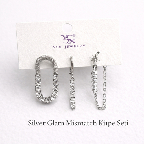 Silver Glam Mismatch Küpe 