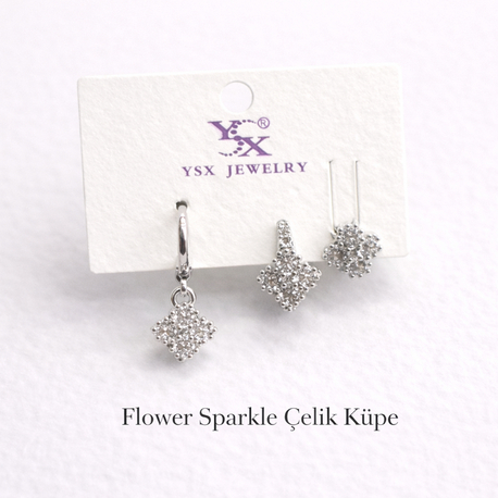 Flower Sparkle Çelik Küpe