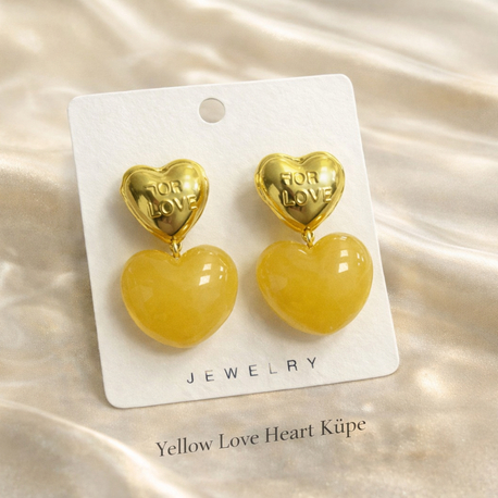 Yellow Love Heart Küpe
