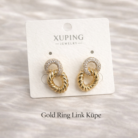 Gold Ring Link Küpe