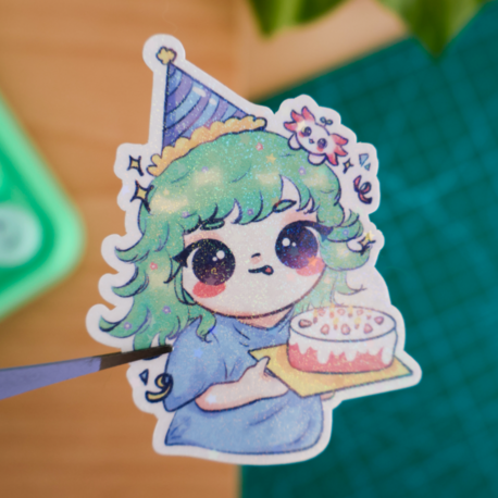 Birthday Girlie Hologram Sticker
