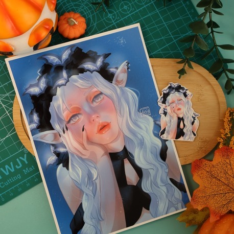 White Hair Elf (Art Print/Sticker)