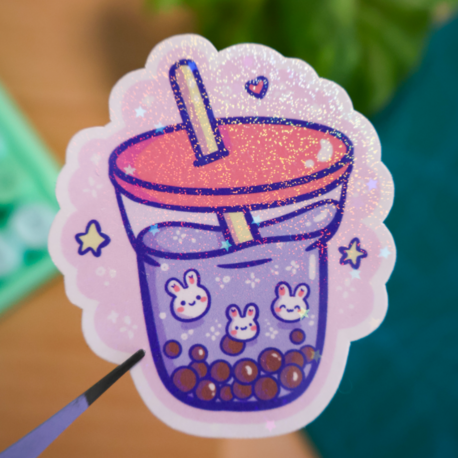 Hologram Boba Tea Sticker