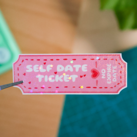 Self Date Ticket Hologramlı Sticker