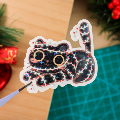Hologram Işıklı Kedi Sticker