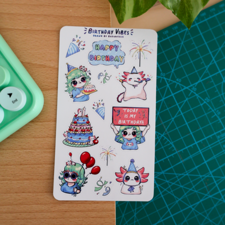 Birthday Vibes Sticker Sayfası