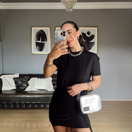 Tül Detaylı Mini Elbise