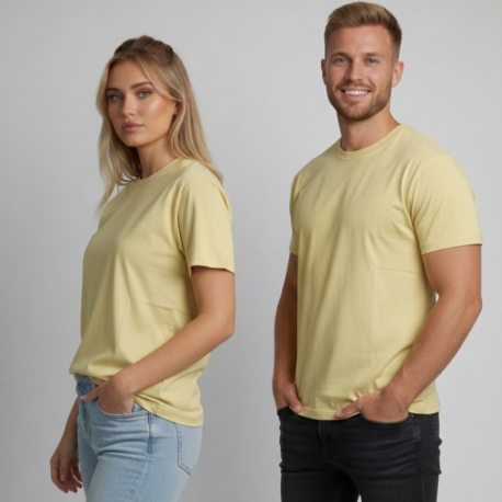 Premium Touch Unisex Sarı Basic Tişört