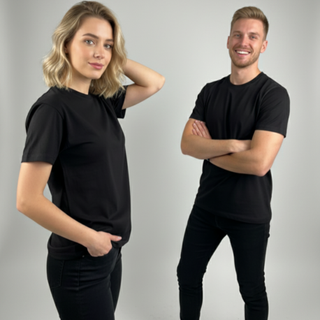 Premium Touch Unisex Siyah Basic Tişört