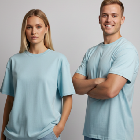 Premium Heavy Unisex Buz Mavisi Basic Tişört
