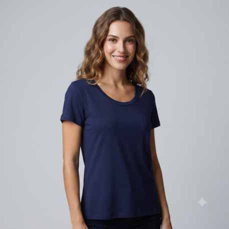 Premium Relax Fit Oval Yaka Tişört Lacivert