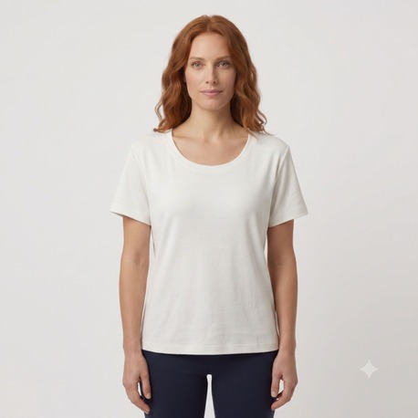 Premium Relax Fit Oval Yaka Tişört Kırık Beyaz