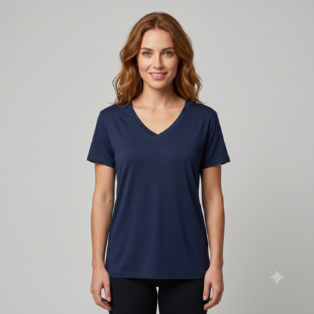 Premium Relax Fit V YakaTişört Lacivert