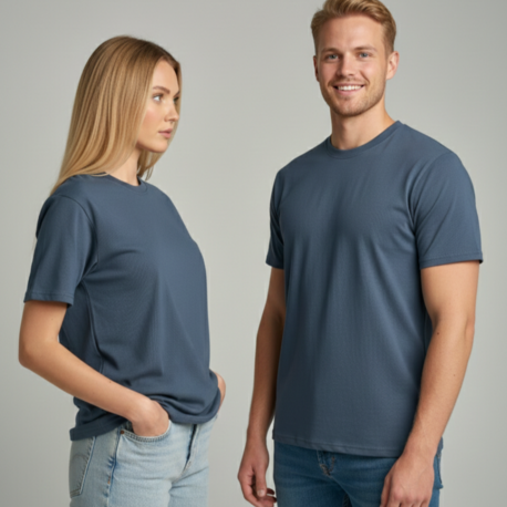 Premium Heavy Unisex Indigo Mavi Basic Tişört