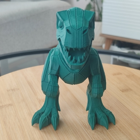 3D Baskı Low Poly T-Rex Dinozor Figürü - 20cm Yeşil Dekor Hediye