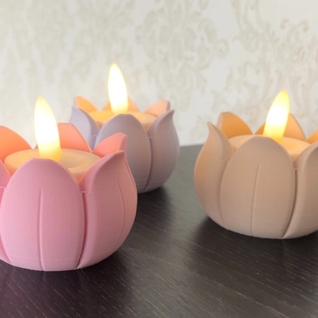 3'lü Dekoratif Lotus Mumluk | Pilli Mum Uyumlu Şık Tasarım