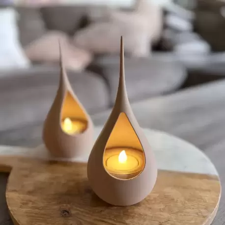 Damla Tasarımlı Pilli LED Mumluk – Dekoratif Ambiyans Işığı