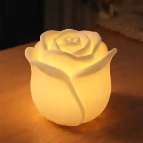 Gül Tasarımlı Pilli LED Mumluk – Dekoratif Işıklı Gül