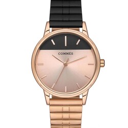 Çelik Çift Renk Kordon Rose Gold Siyah Renk Kadın Klasik Kol Saati