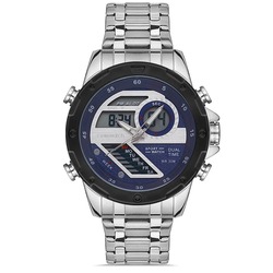 Comwatch Dijital Analog Mekanizmalı Çelik Kordon Gümüş Mavi Renk Erkek Spor Saat