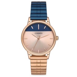 Çelik Çift Renk Kordon Rose Gold Mavi Renk Kadın Klasik Kol Saati