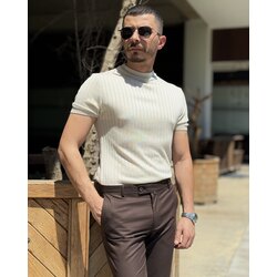 YARIM BALIKÇI YAKA FİTİLLİ TRİKO TAŞ