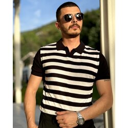 VİSKON KUMAŞ POLO YAKA ÇİZGİLİ LACİVERT TİŞÖRT