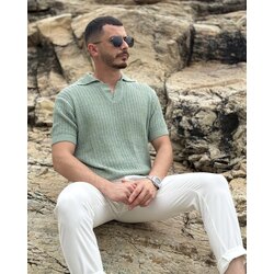 APAŞ YAKA MİNT ÖRME TİŞÖRT