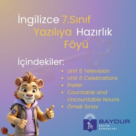 7. Sınıf İngilizce Dersi Yazılıya Hazırlık Föyü