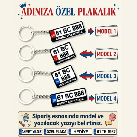 Özel plakalık anahtarlık 1 adet