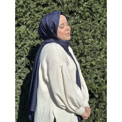 KAZAYAĞI DAMALI DESEN PAMUK İPEK JAKAR ŞAL LACİVERT