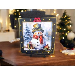 Led Işıklı Şövale Tablo Kardan Adam