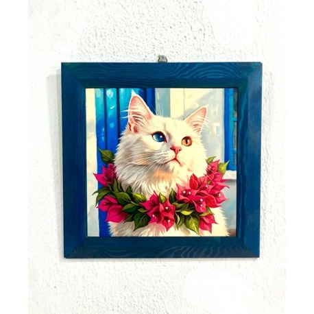Begonvilli Kedi Bodrum Temalı Taş Tablo