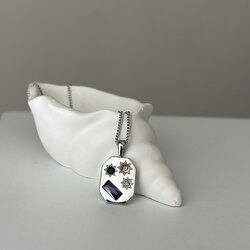 Doğal Taşlı Silver Kolye