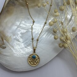 Mavi Taşlı Vintage Kolye
