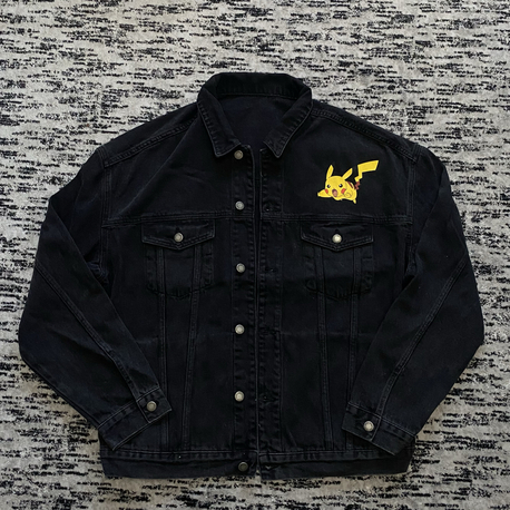 Pikachu Siyah Jeans Ceket