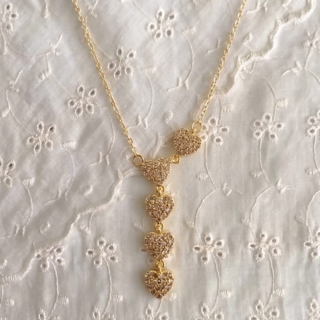 Sıralı Kalp Y Kolye