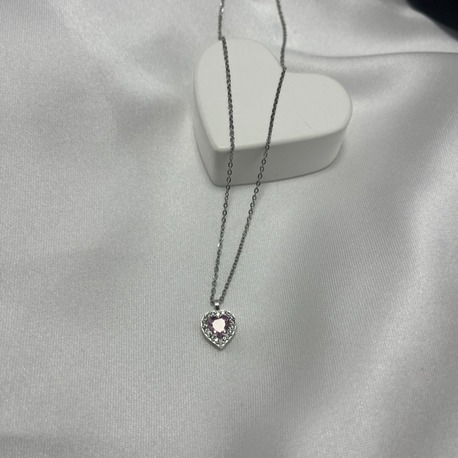 Pembe Kalp Taşlı Zirkon Kolye – 925 Kaplama
