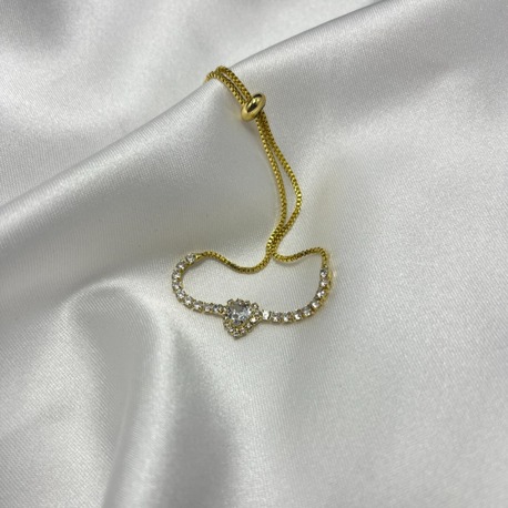 Kalp Taşlı Ayarlanabilir Gold Bileklik – 925 Kaplama