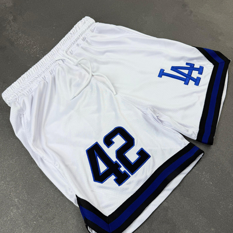 La Dodgers #42 Nakış İşleme Şort Beyaz 