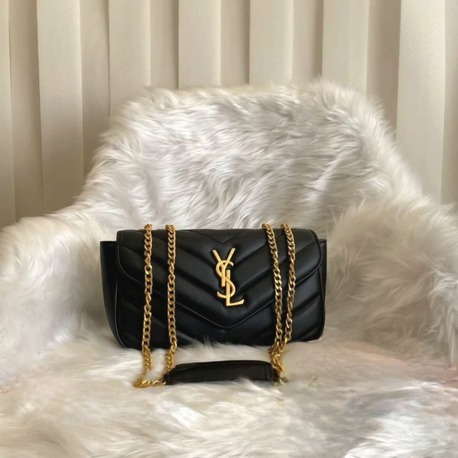 L11- Saint Laurent Loulou Puffer/Puffer Toy Stil Çanta (Siyah)