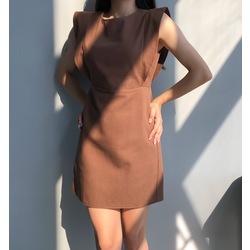 Kahverengi Mini Kot Elbise