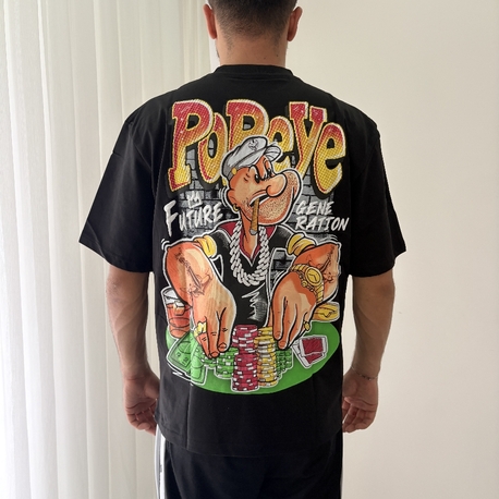 Popeye Oversize Siyah Tişört