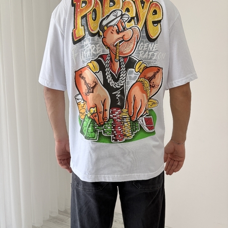 Popeye Oversize Beyaz Tişört