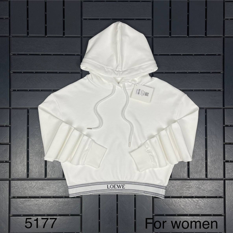 KADIN LOEWE Crop Kapüşonlu Sweat (Beyaz)-5177-