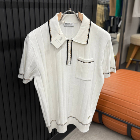 İthal BRUNELLO CUCINELLI Triko Polo Yaka (5529-BEYAZ)