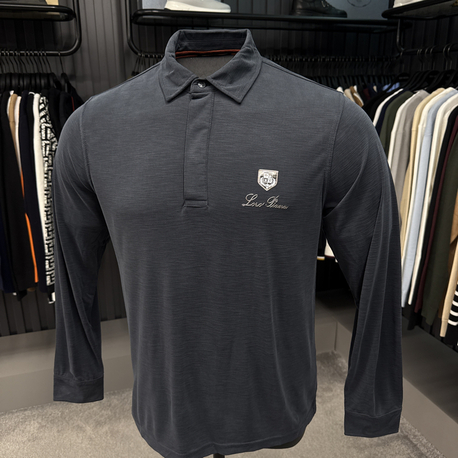 Outlet ürünü İthal Lora Piana Modal Kumaş Uzun Kollu Polo Yaka (8890-Siyah)