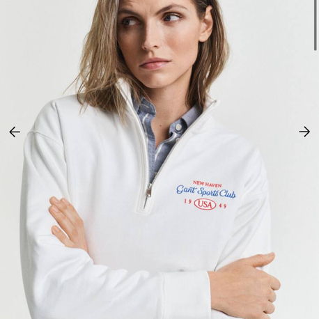 KADIN Gant Yarım Fermuarlı Sweat (55011-Beyaz)