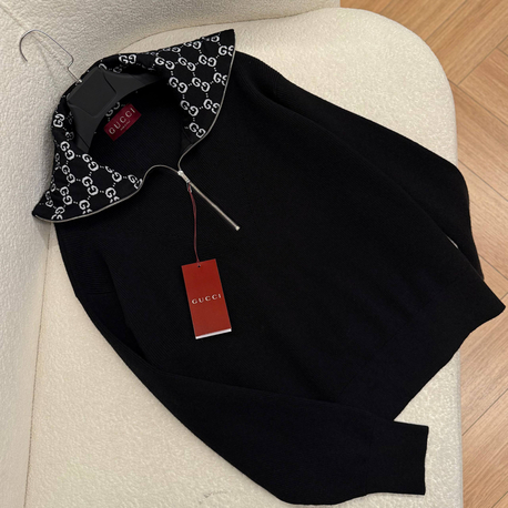 KADIN GUCCİ Yarım Fermuarlı Triko (Siyah)