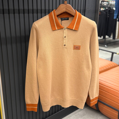 Outlet ürünü İthal Zegna Triko Polo Yaka (5047-Taba)